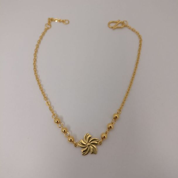 24K Link Chain with a Flower Charm Bracelet - Z021286