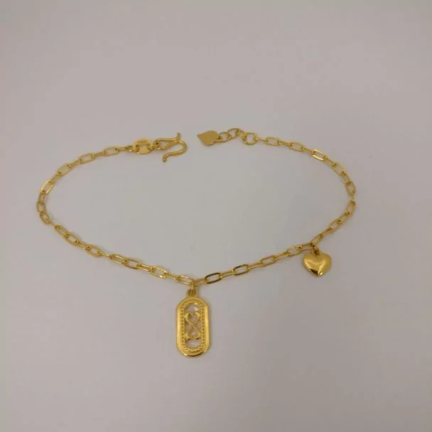 24K Link Chain with a Charm Bracelet - Z021377