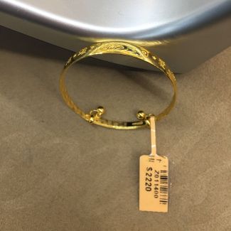 24K Chinese Characters Healthy Happy Baby Bangle - Z011400