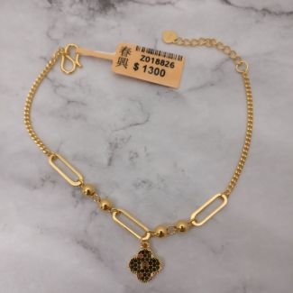 24K Link Chain with a Flower Charm Bracelet - Z018826
