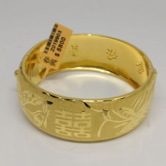 24K Dragon Chinese Characters Happiness  Wedding Bangle - Z019903