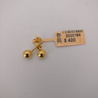 24K Studs High Polish Ball Earring - Z020194