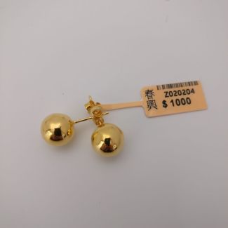 24K Studs High Polish  Ball Earring - Z020204