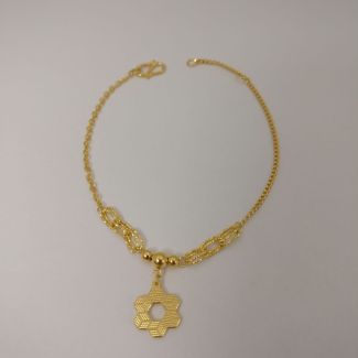 24K Link Chain with a Flower Charm Bracelet - Z021281