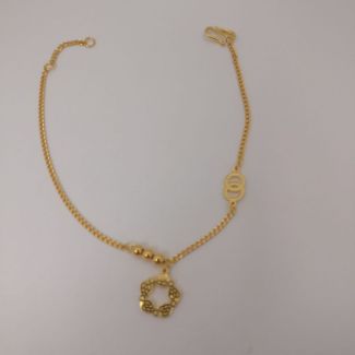24K Link Chain with a Flower Charm Bracelet - Z021290