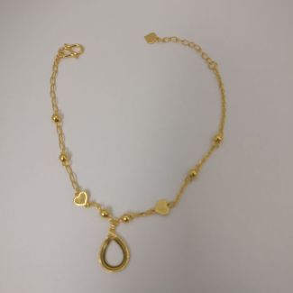 24K Link Chain with a Dewdrop Charm Bracelet - Z021295