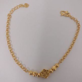 24K Link Chain with a Flower Charm Bracelet - Z021323
