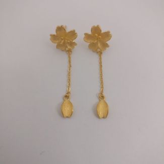 24K Dangle Flower   Earring - Z021712